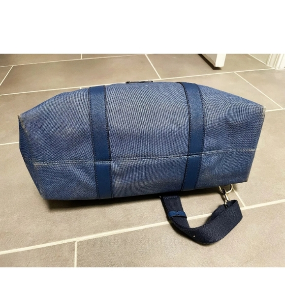 HENRI BENDEL Blue Coated Canvas Leather Jetsetter Convertible Backpack - Picture 10 of 12